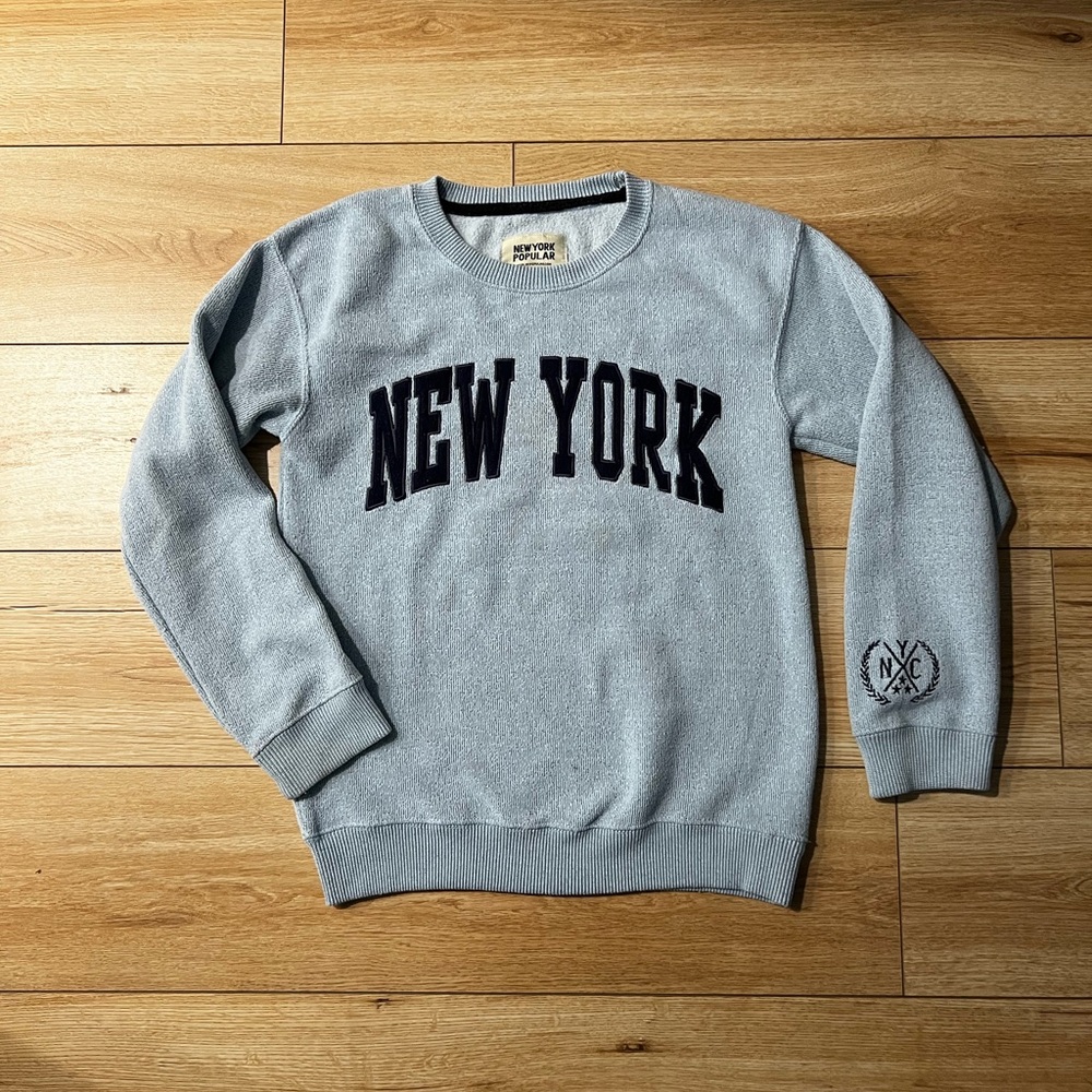 Gray New York Crew Neck Sweater